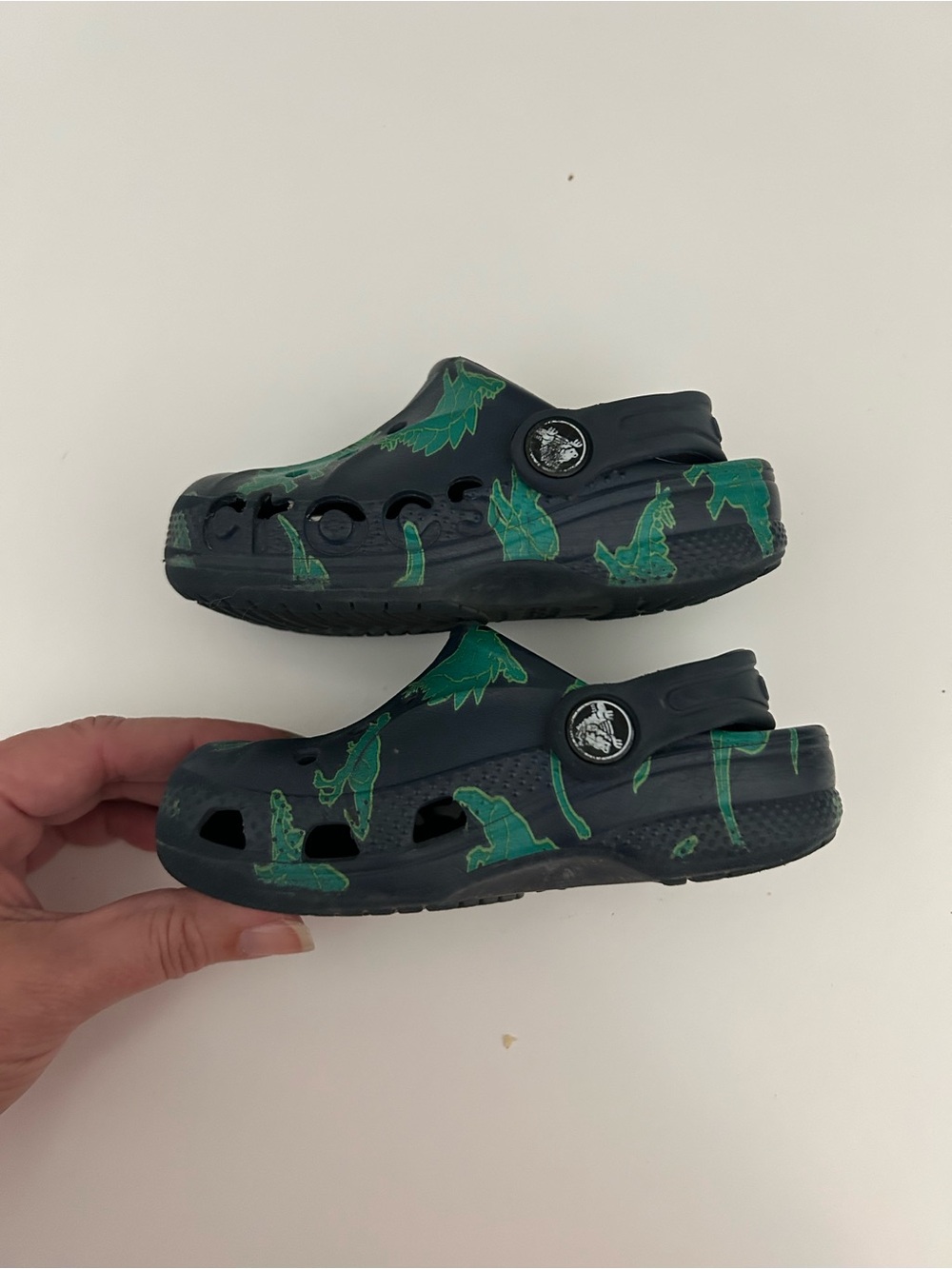 Crocs Dinosaur Slip On Water Sandals Size 8 Navy/Green - Picture 3 of 8